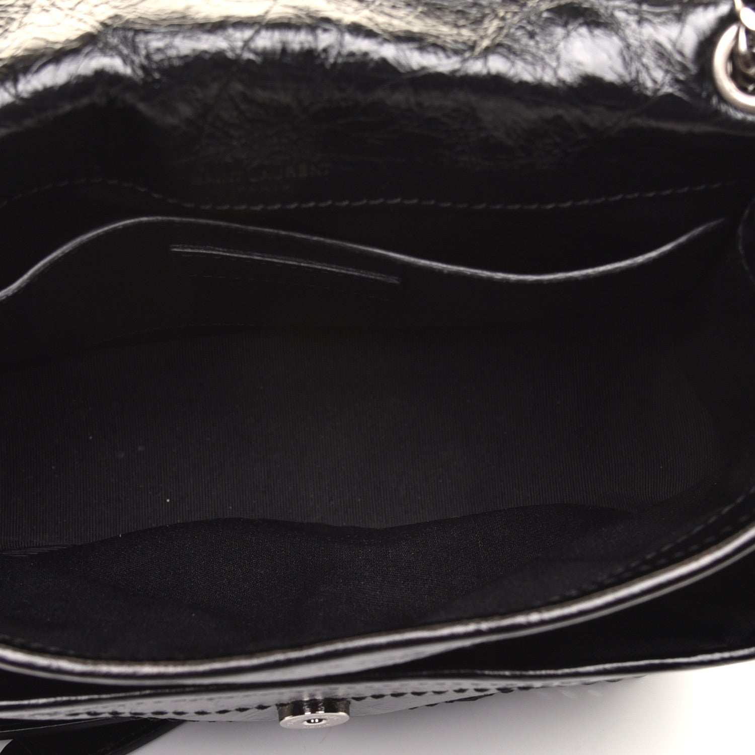 Saint Laurent Crinkled Calfskin Matelasse Monogram Baby Niki Chain Satchel Black 5 of 9