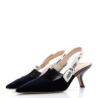 Christian Dior Velvet Ribbon J'Adoir Slingback 65mm Pumps 39 Deep Blue 3 of 11