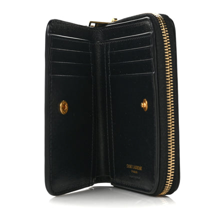 Saint Laurent Calfskin Compact Zip Around Wallet Black 6 of 7