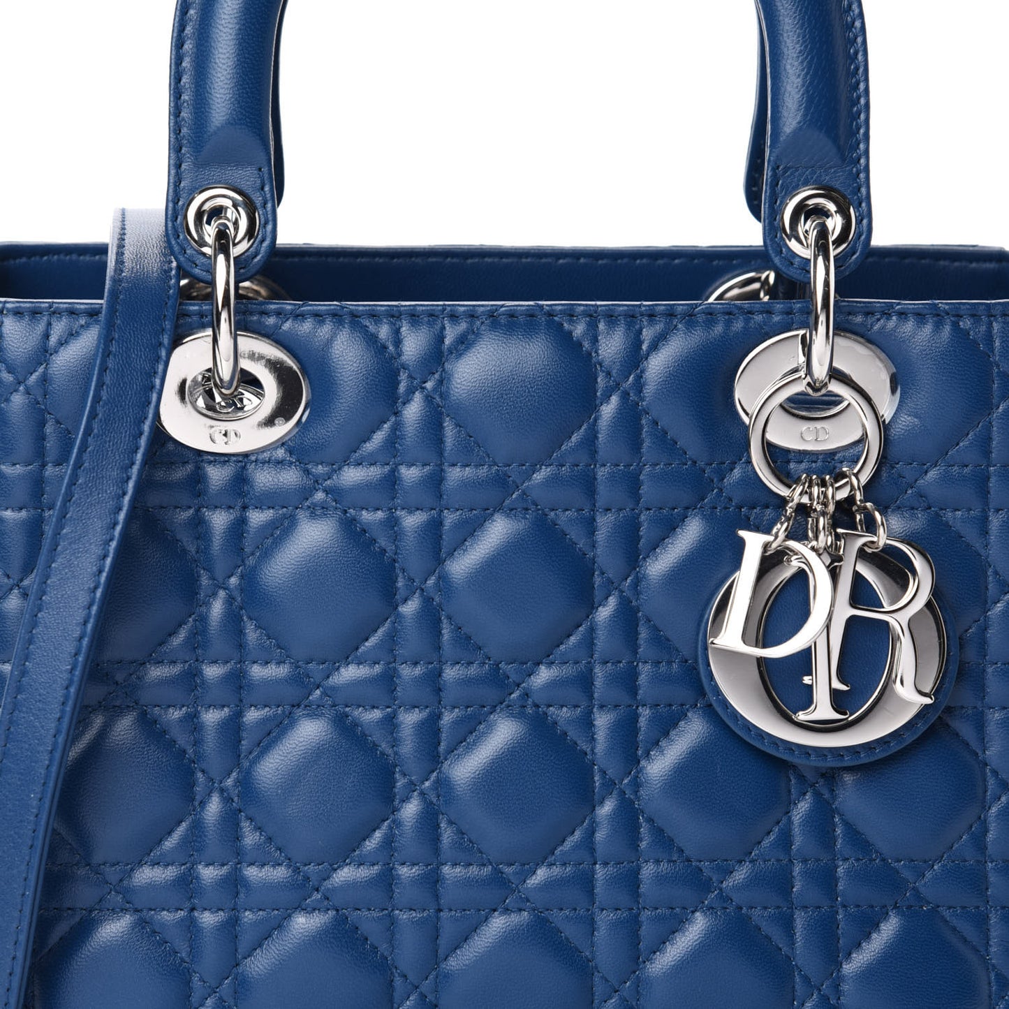 Lambskin Cannage Medium Lady Dior Blue
