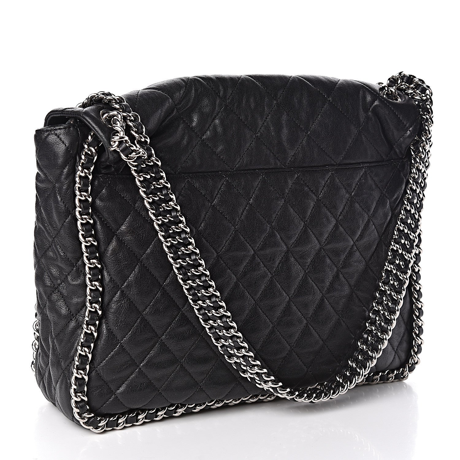 Chanel Washed Lambskin Quilted Maxi Chain Around Flap Black 3 of 13