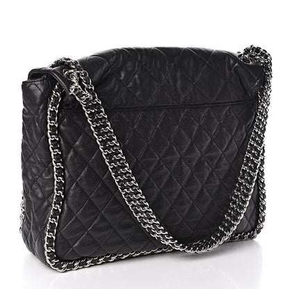 Chanel Washed Lambskin Quilted Maxi Chain Around Flap Black 3 of 13