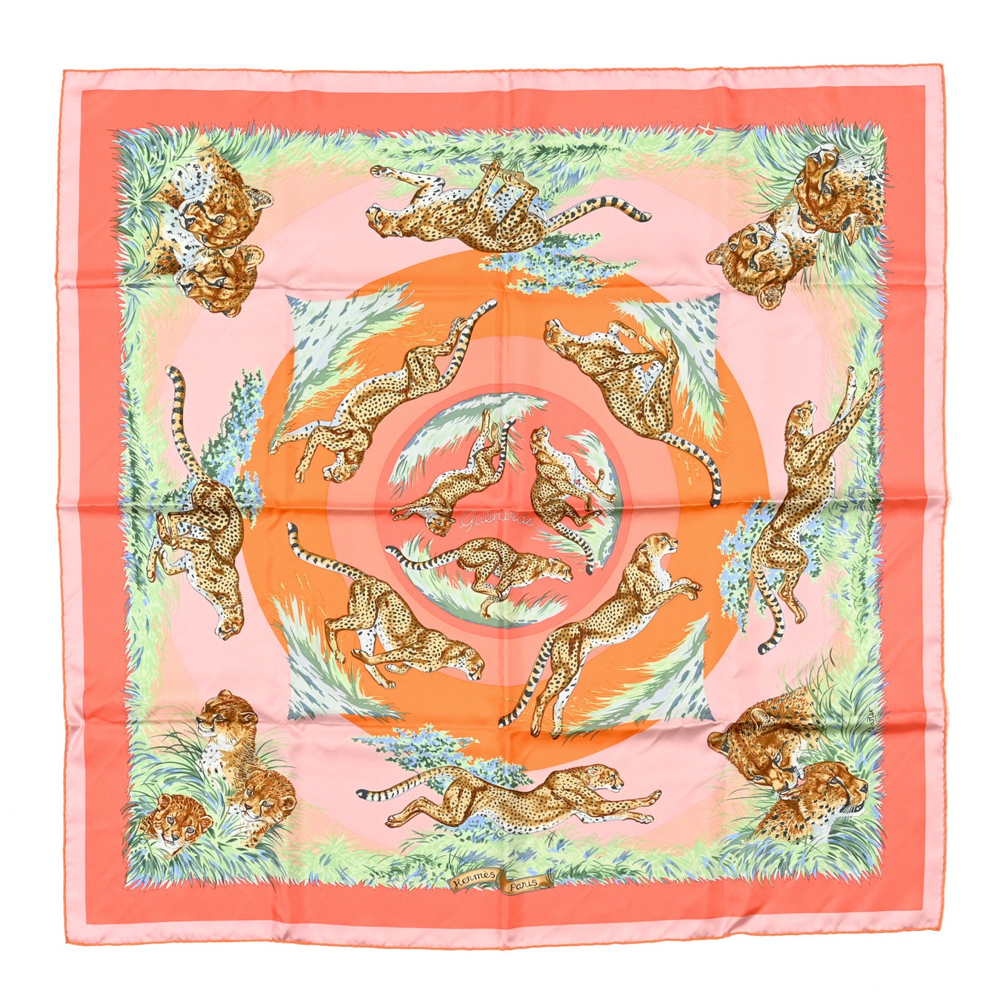 Silk Guepards Scarf 90