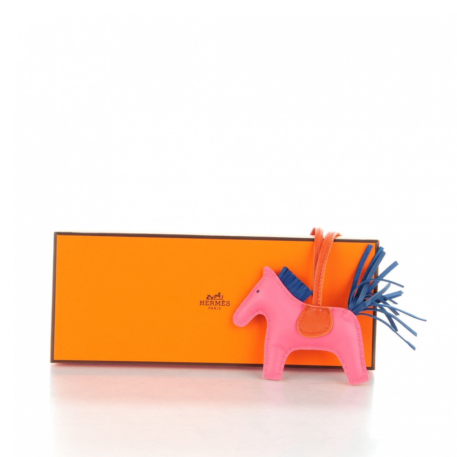 Hermes Milo Lambskin Grigri Rodeo Bag Charm PM Rose Azalee Cornaline Bleu De Malte 4 of 4