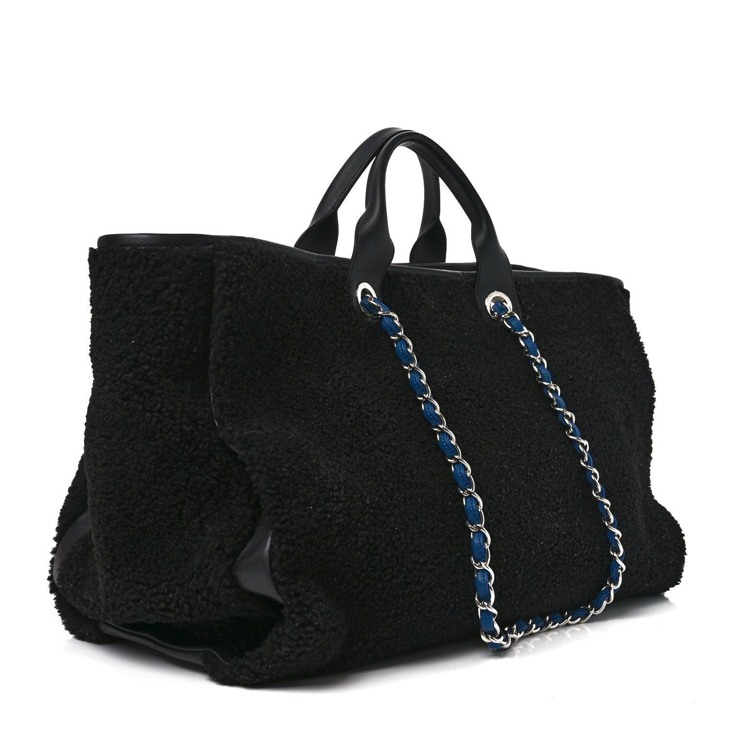 Chanel Shearling Large Deauville Tote Black 2 of 10