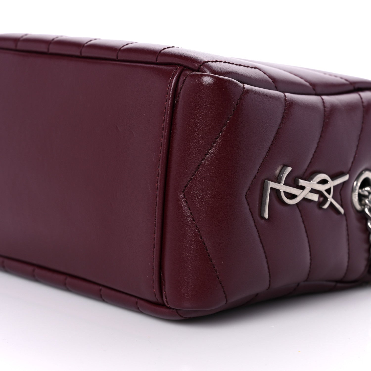 Saint Laurent Calfskin Y Quilted Monogram Small Loulou Bowling Bag Rouge Legion 8 of 9