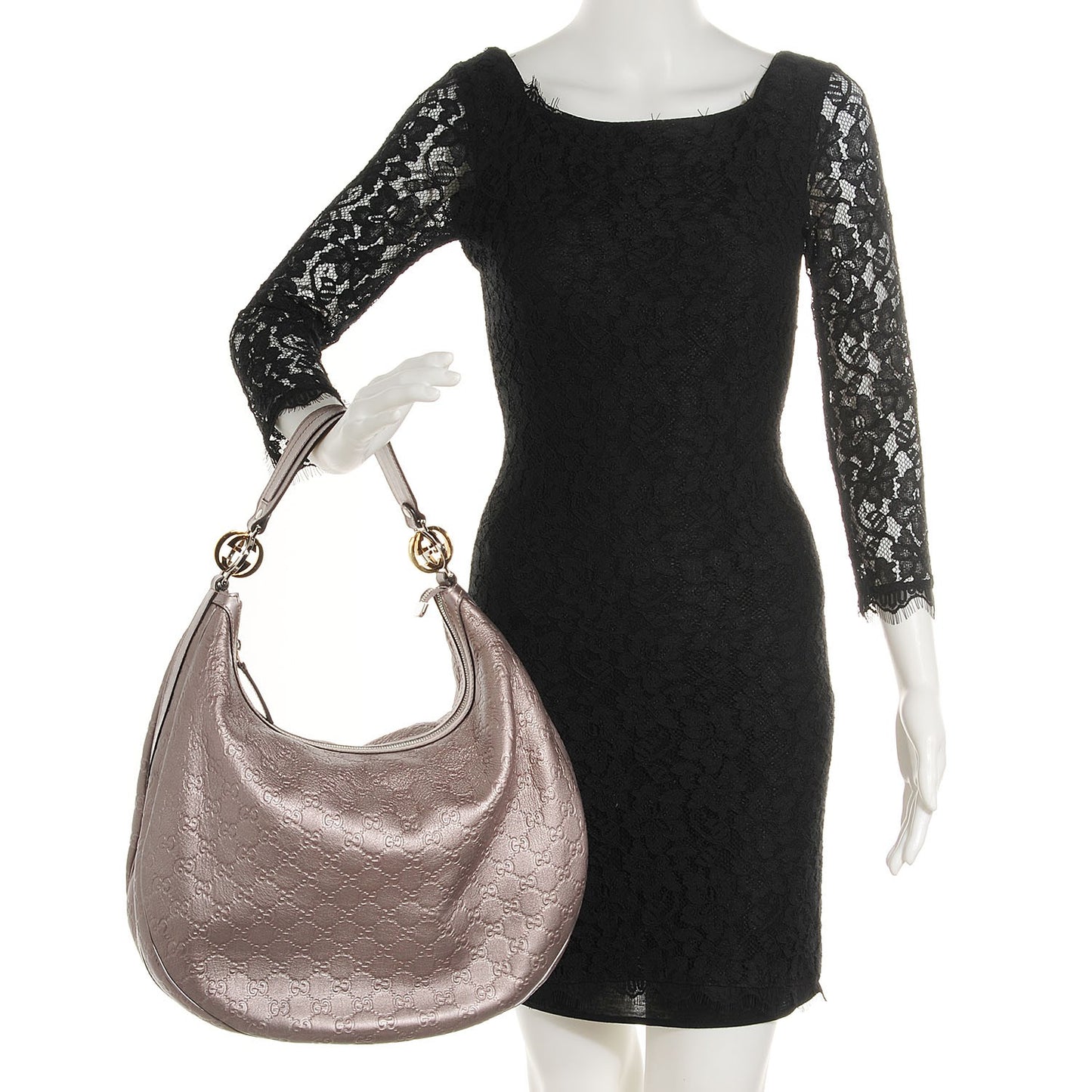 Metallic Guccissima Large GG Twins Hobo Mauve