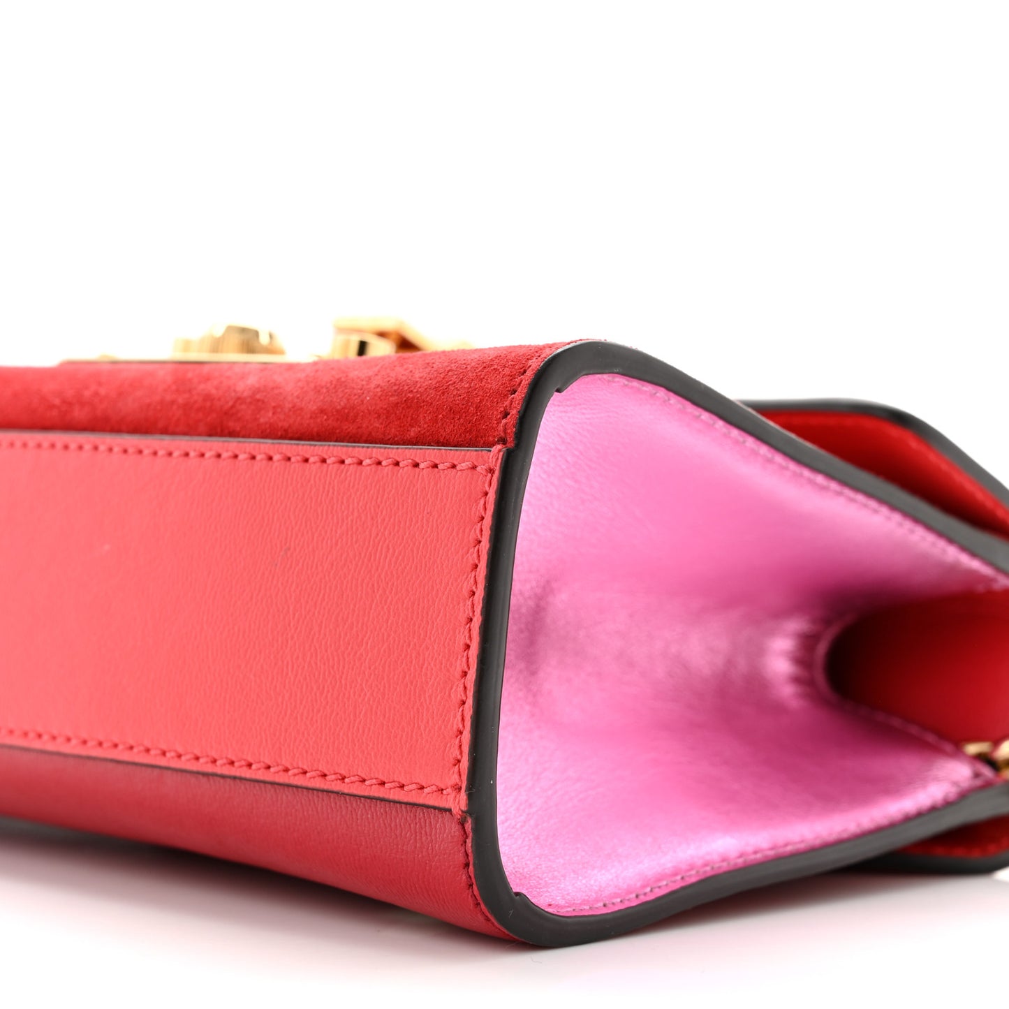 Suede Calfskin Valentine's Day Small Padlock Shoulder Bag Red