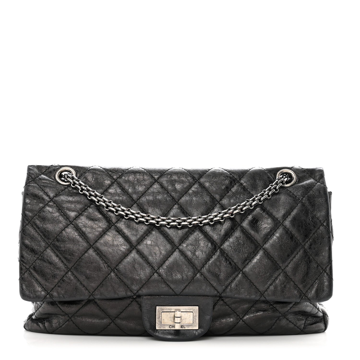 Chanel Metallic Aged Calfskin Quilted 2.55 Reissue 227 Flap Black 1 of 12
