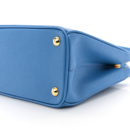 Prada Saffiano Lux Mini Galleria Double Zip Tote Azzurro 9 of 10