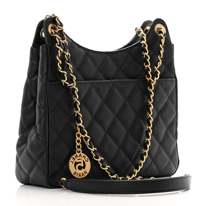 Chanel Caviar Quilted Wavy CC Hobo Black 3 of 11