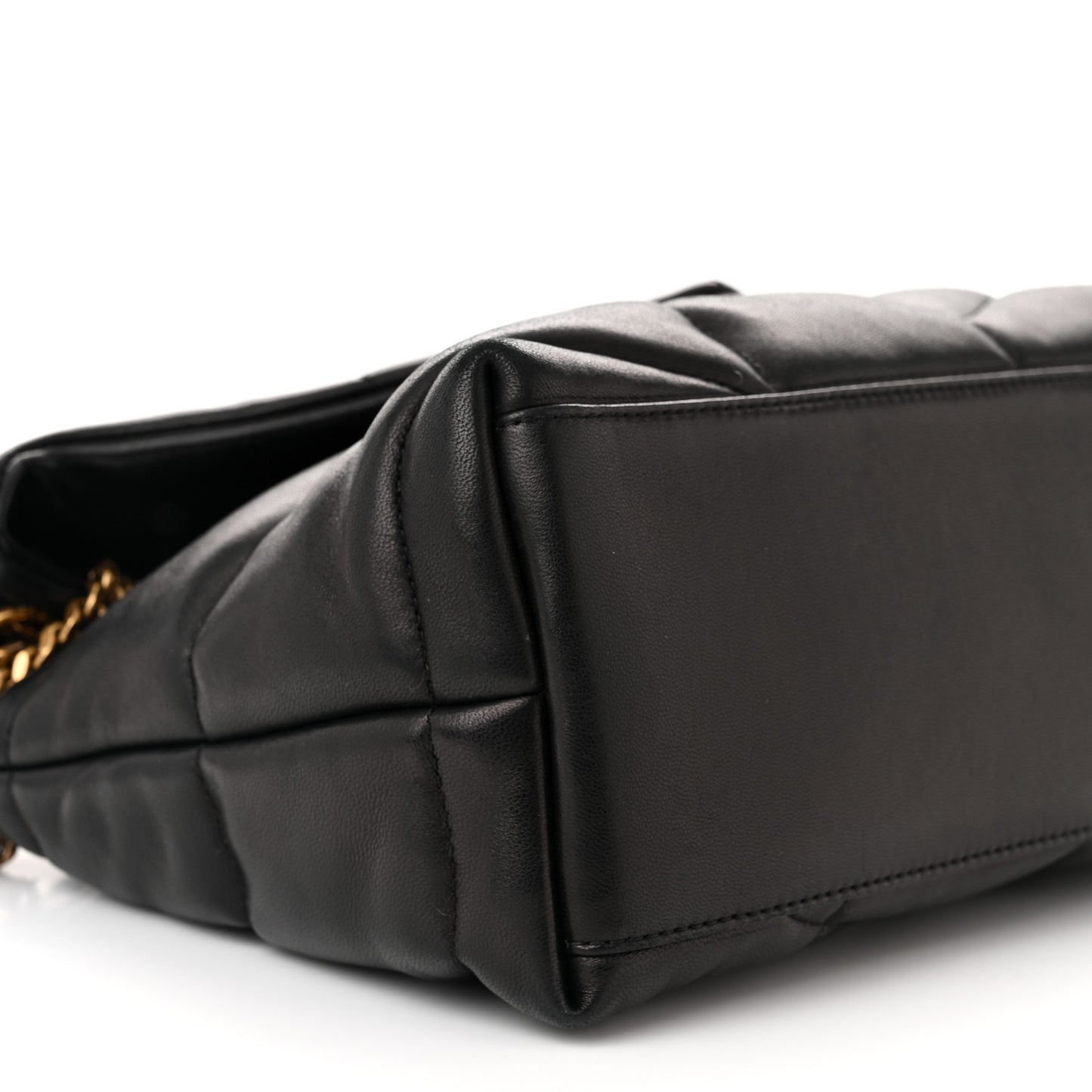 Lambskin Quilted Small Loulou Puffer Monogram Chain Satchel Black