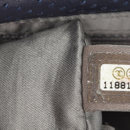Chanel Calfskin Perforated Large Drill Flap Navy Blue 8 of 10