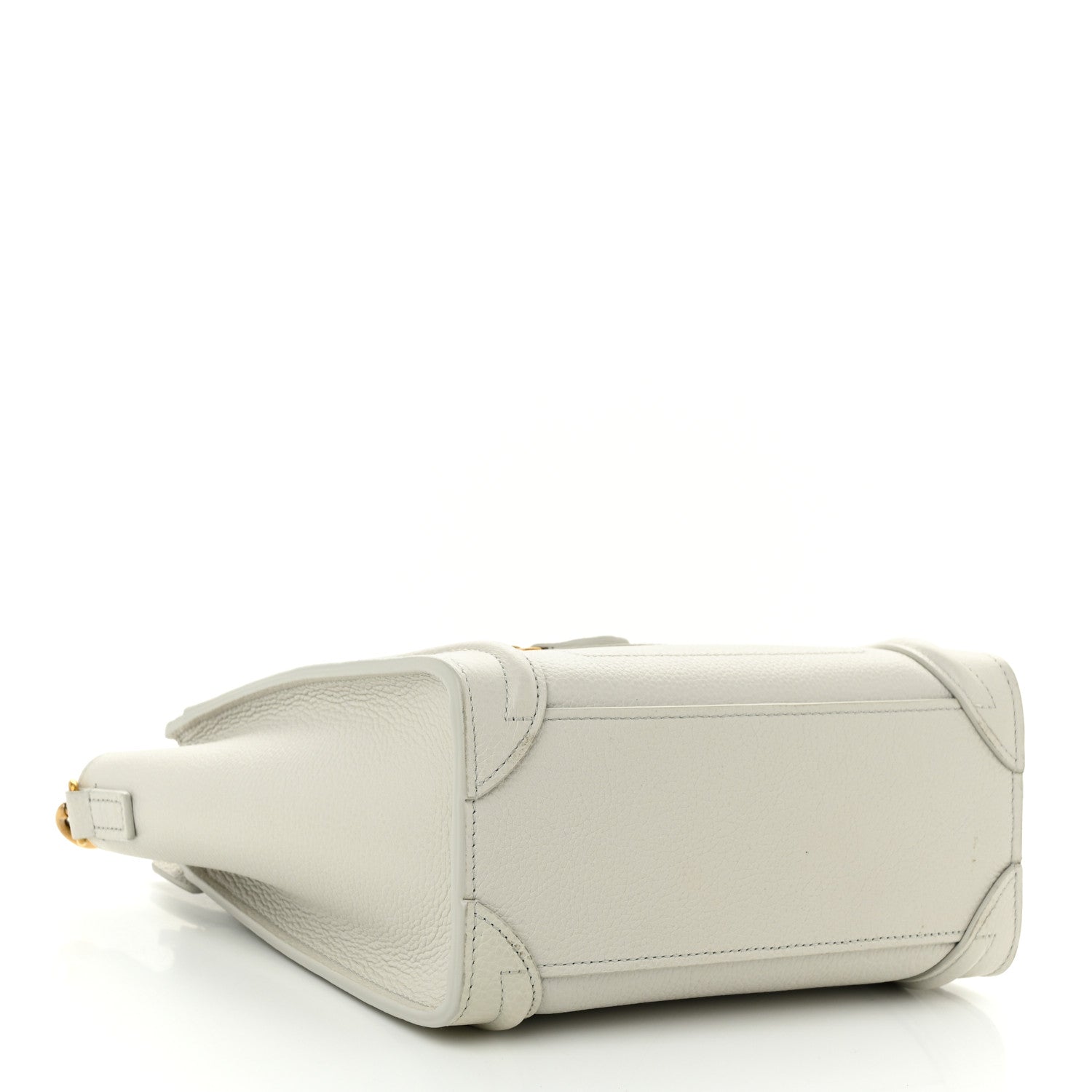 Celine Drummed Calfskin Nano Luggage Chalk 4 of 10