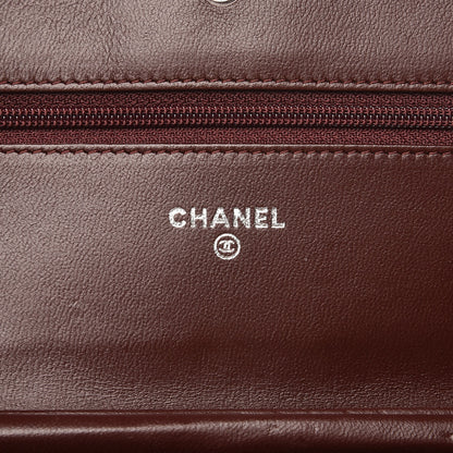 Chanel Lambskin Quilted Boy Wallet On Chain WOC Burgundy 6 of 9