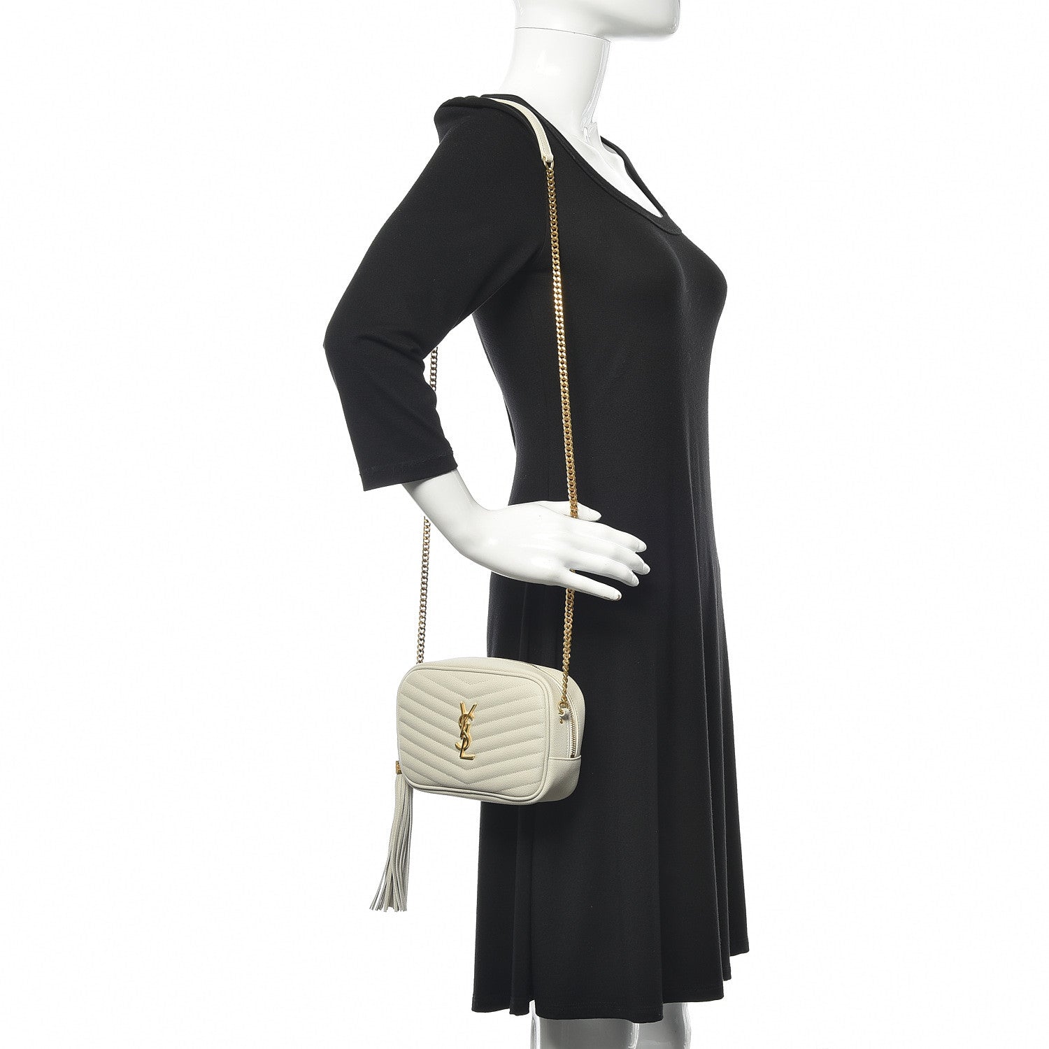 Saint Laurent Grain De Poudre Matelasse Monogram Mini Lou Camera Bag Crema Soft 2 of 11