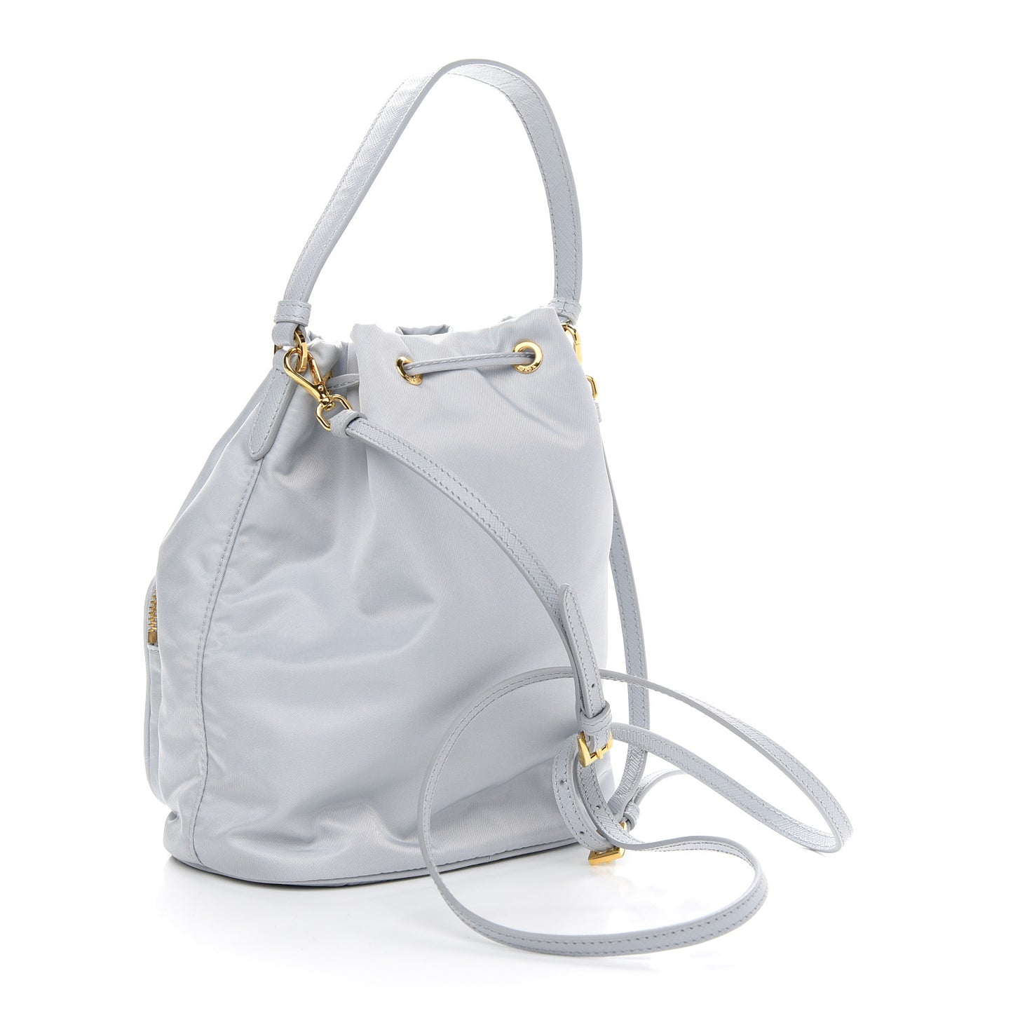 Re-Nylon Saffiano Duet Bucket Crossbody Bag Fiordaliso