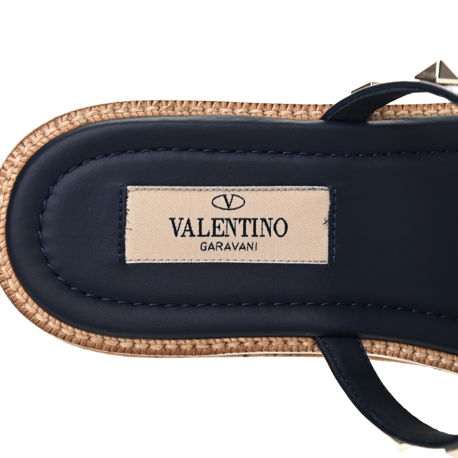 Valentino Garavani Calfskin Cork Rockstud Caged 30/50mm Platform Sandals 36.5 Marine 7 of 9
