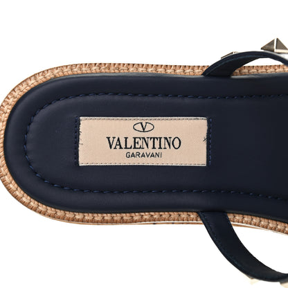 Valentino Garavani Calfskin Cork Rockstud Caged 30/50mm Platform Sandals 36.5 Marine 7 of 9