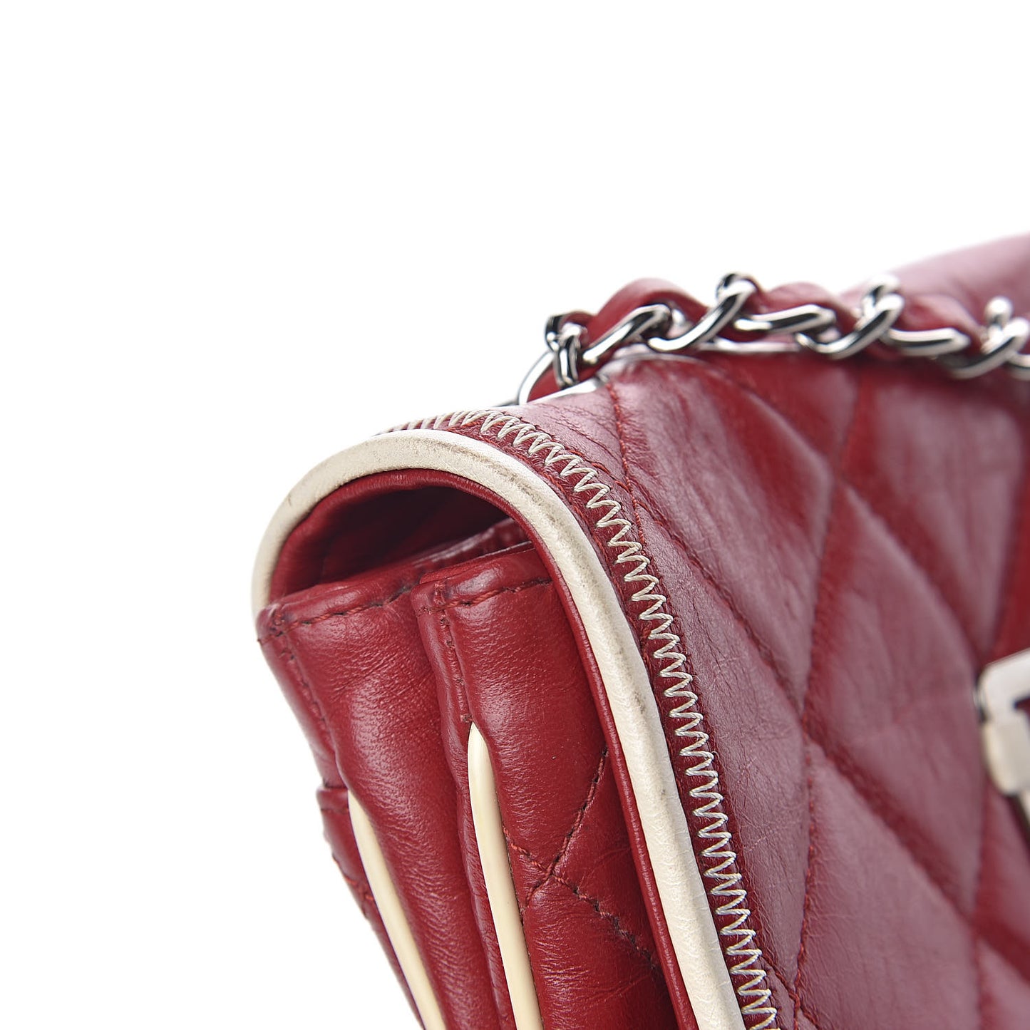 Lambskin Quilted East West Flap Red
