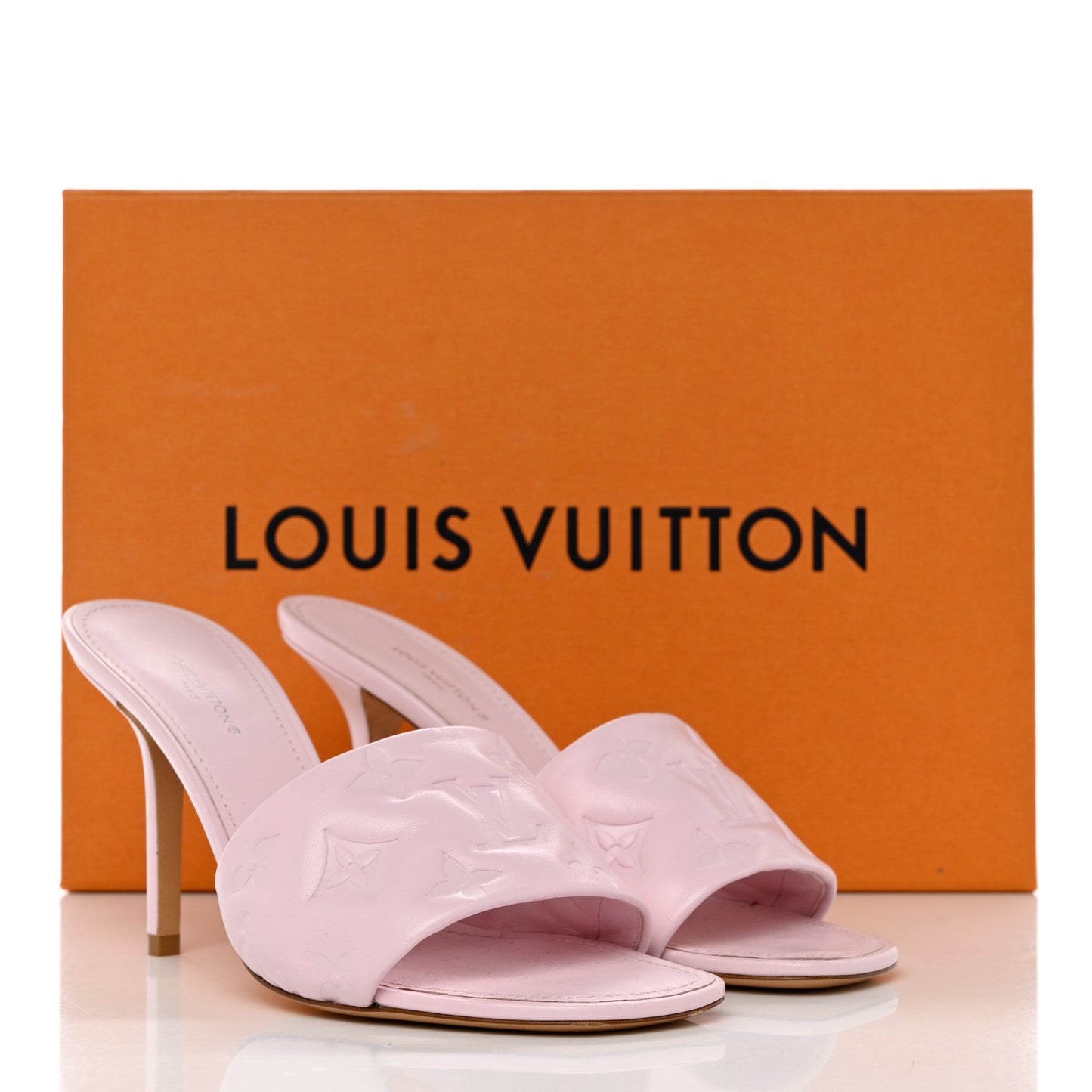 Lambskin Embossed Monogram Revival 95mm Mules 36 Rose Claire
