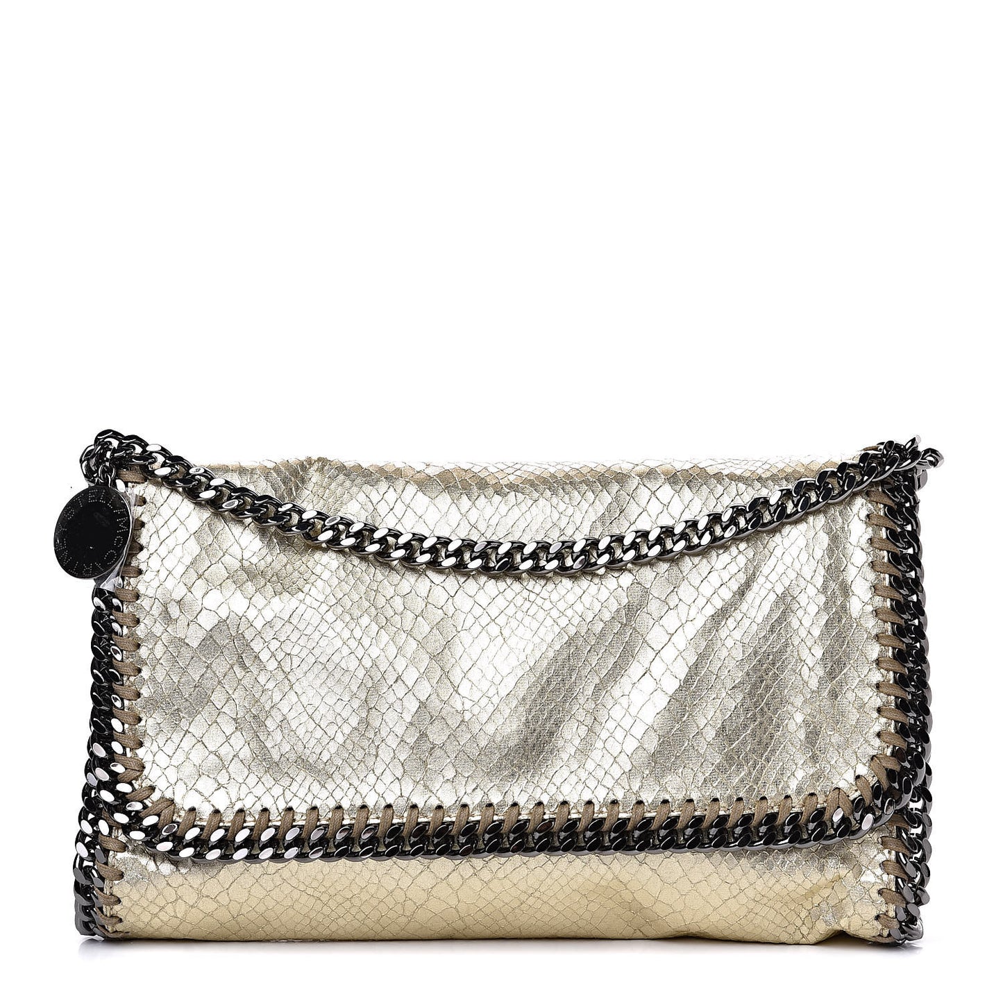 Metallic Alter Snakeskin Falabella Clutch Gold