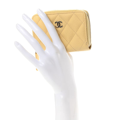 Chanel Caviar Quilted Zip Coin Purse Yellow 2 of 8