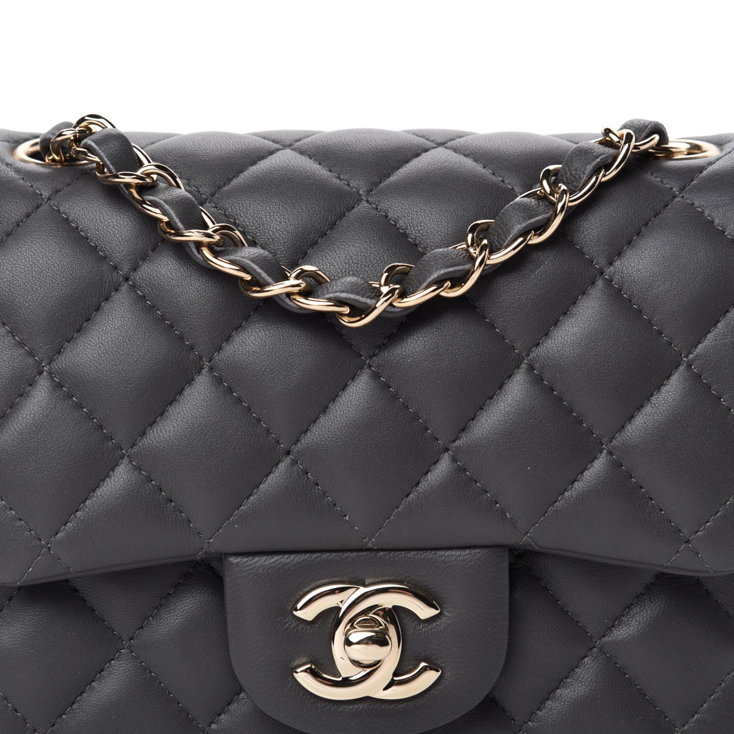 Chanel Lambskin Quilted Mini Square Flap Dark Grey 10 of 10