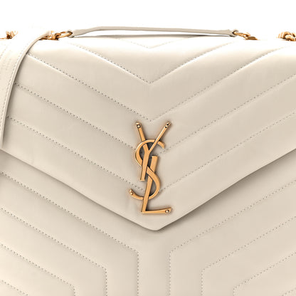 Saint Laurent Calfskin Y Quilted Monogram Medium Loulou Chain Satchel Crema Soft 8 of 11