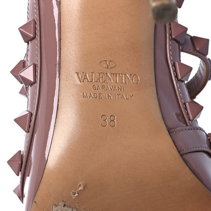 Valentino Garavani Patent Monochrome Rockstud Ankle Strap 100mm Pumps 38 Dark Nude 6 of 8