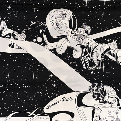 Hermes Silk Space Derby Muffler Black White 2 of 4