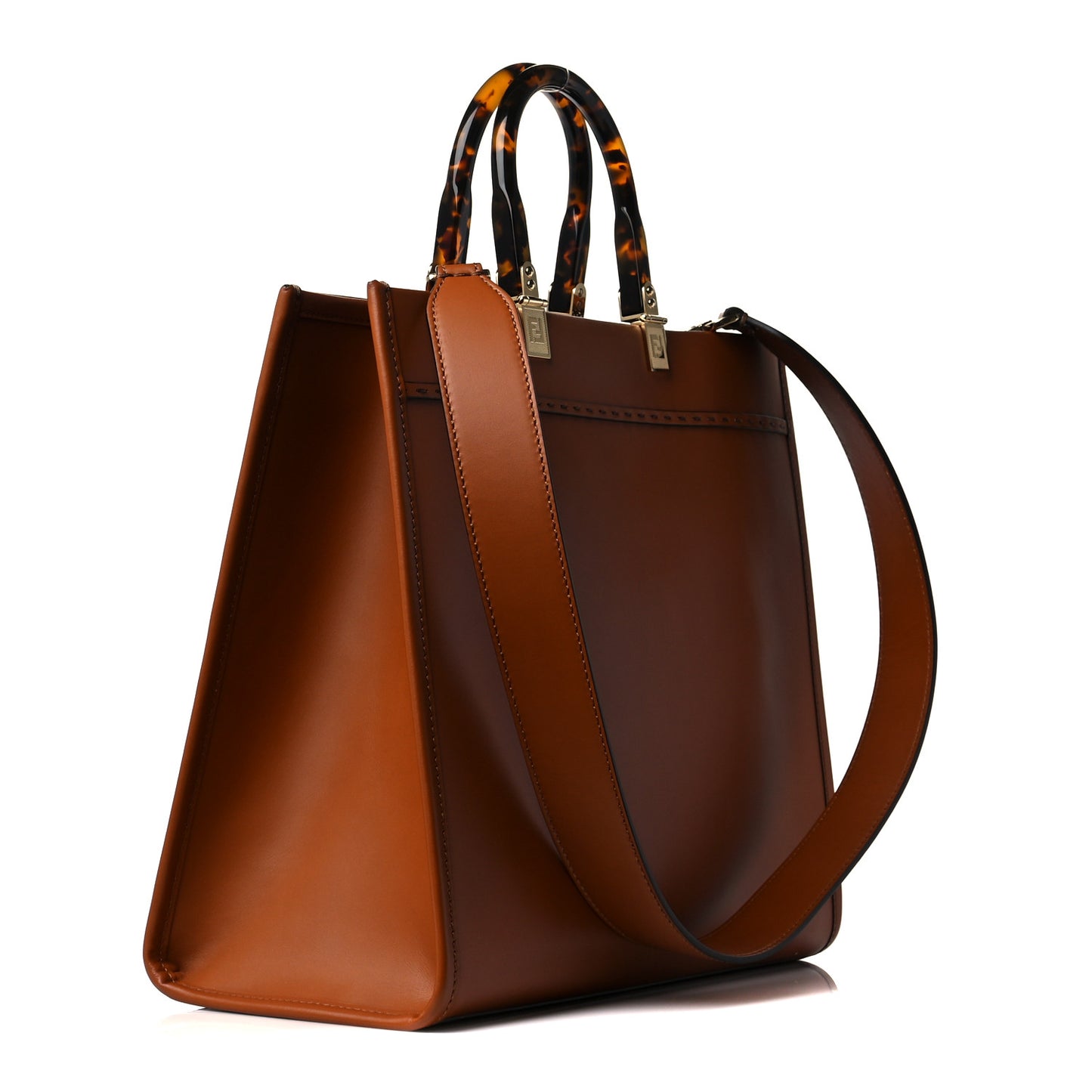 Vitello King Plexiglass Medium Fendi Sunshine Shopper Tote Cuoio