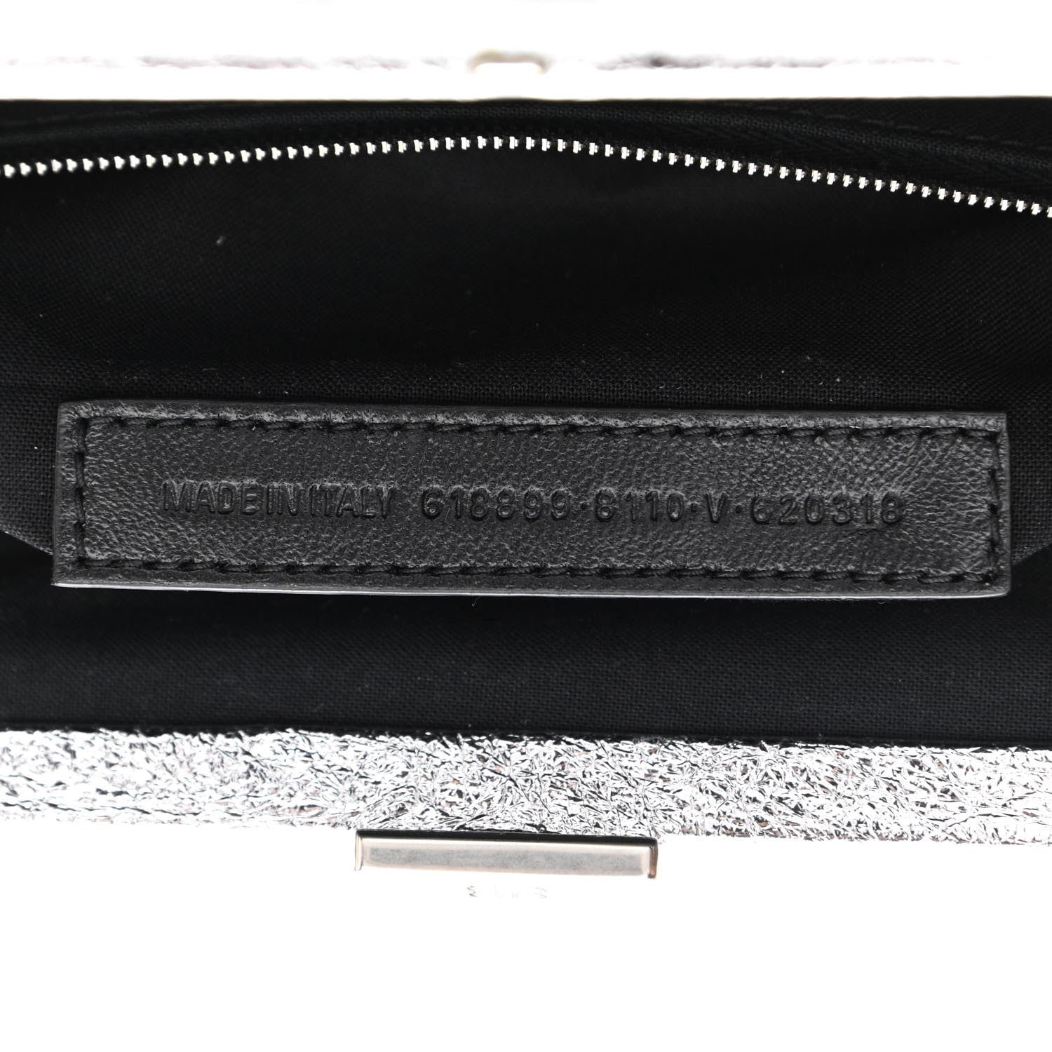 Balenciaga Metallic Textured Calfskin Logo XL Cloud Clutch Silver 7 of 10