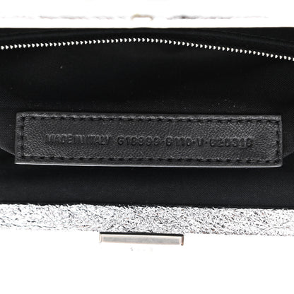 Balenciaga Metallic Textured Calfskin Logo XL Cloud Clutch Silver 7 of 10