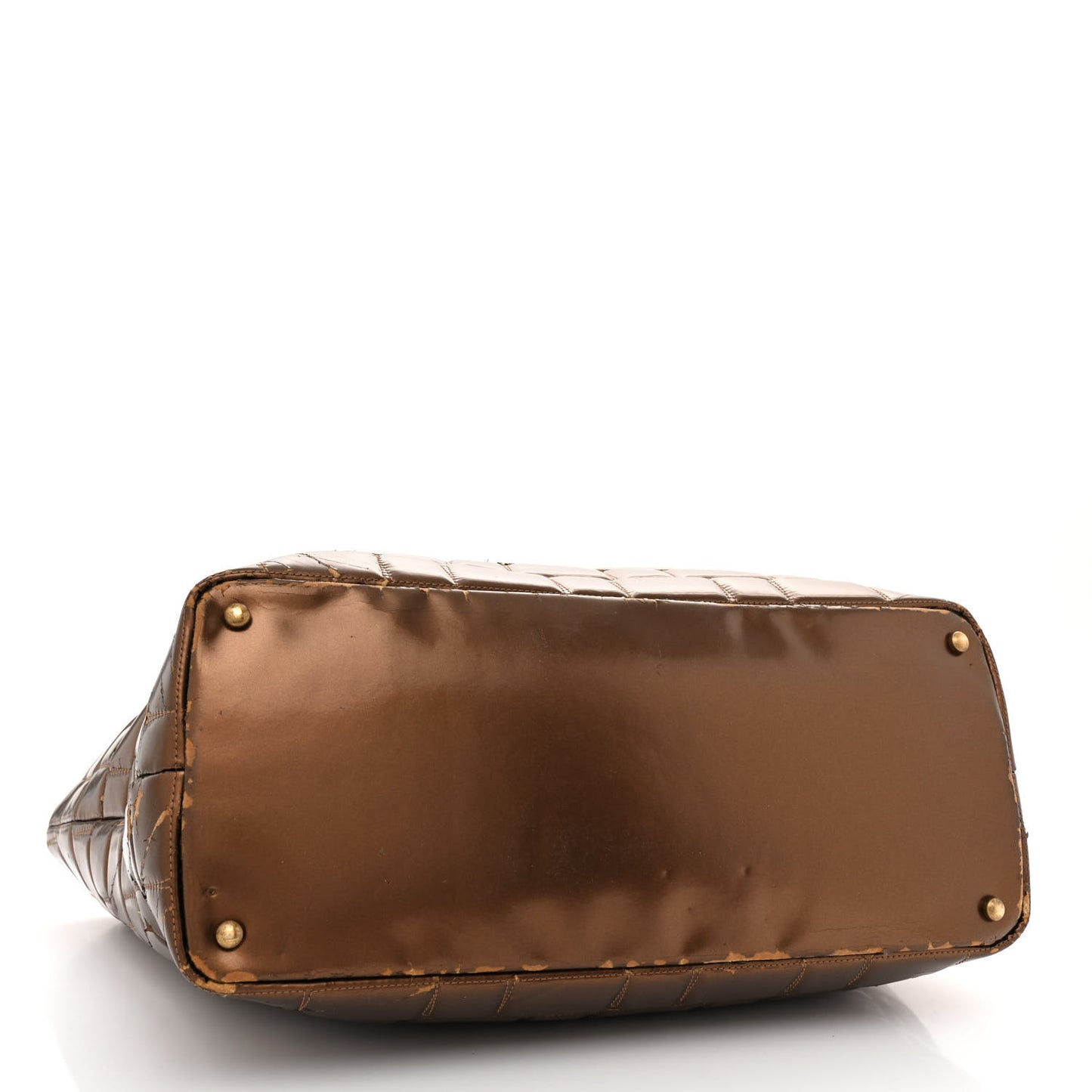 Vinyl Quilted Large Frozen Tote Bronze