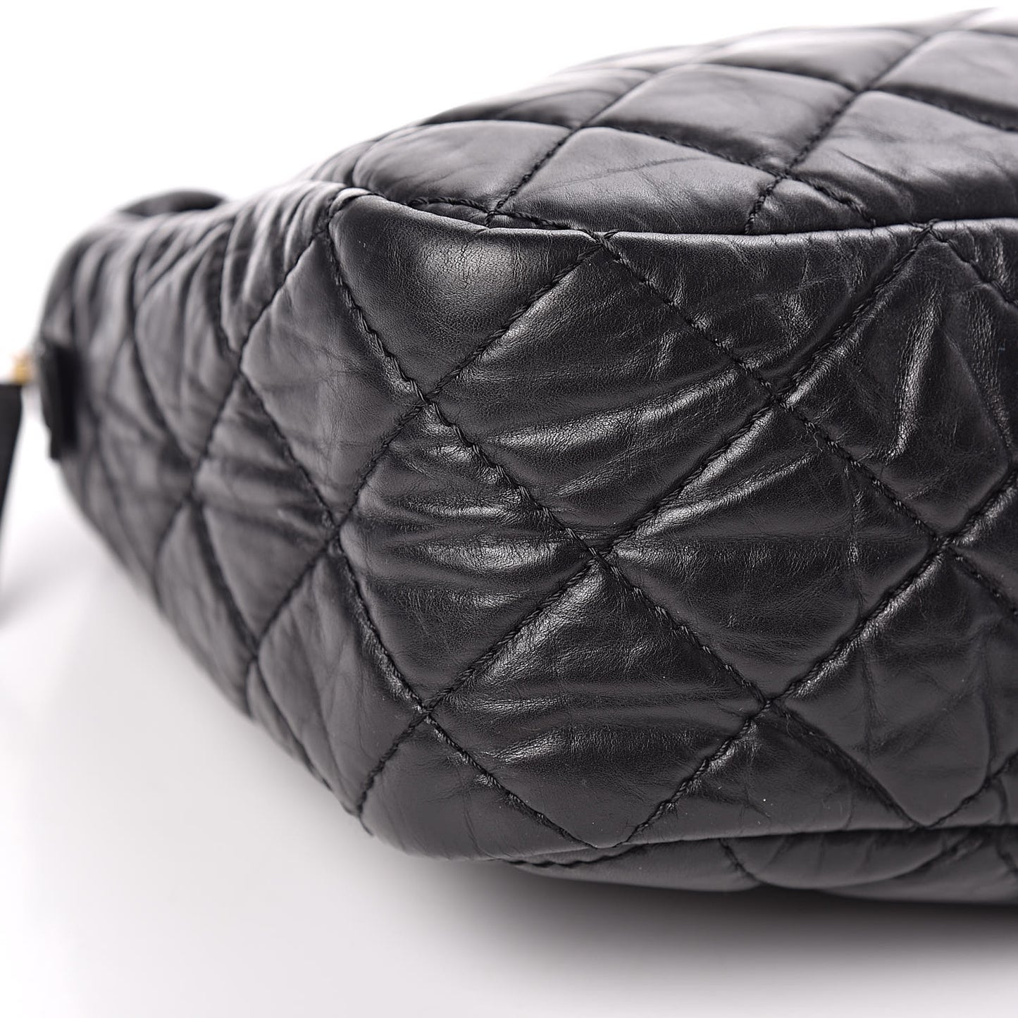 Aged Calfskin Quilted Large Reissue Camera Case Black