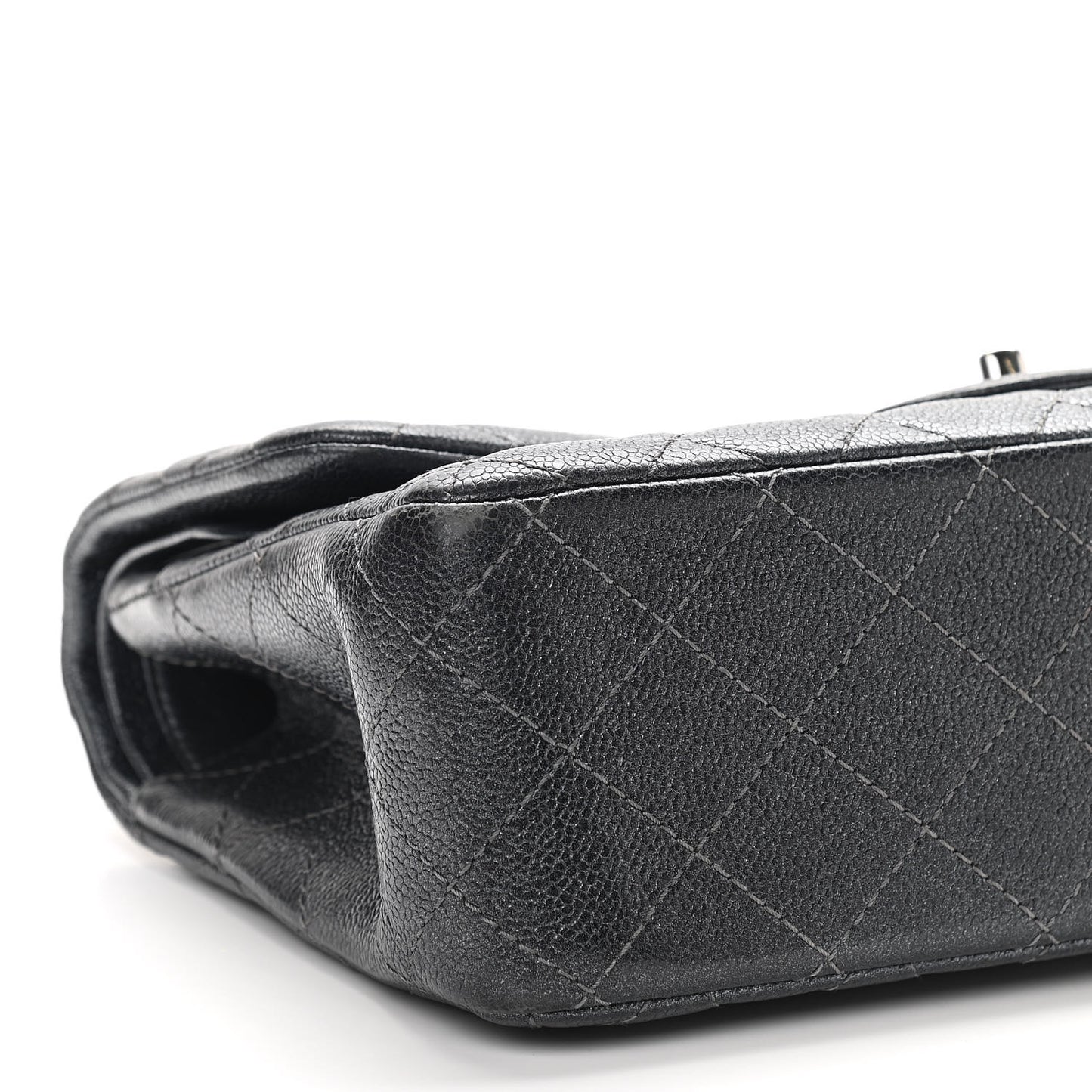 Metallic Caviar Quilted Jumbo Double Flap Dark Grey