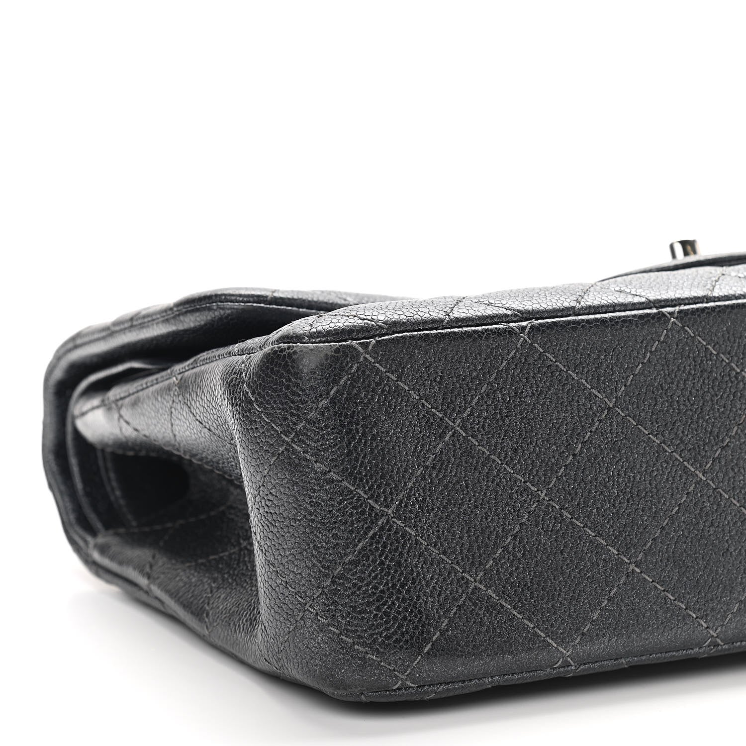 Chanel Metallic Caviar Quilted Jumbo Double Flap Dark Grey 9 of 16