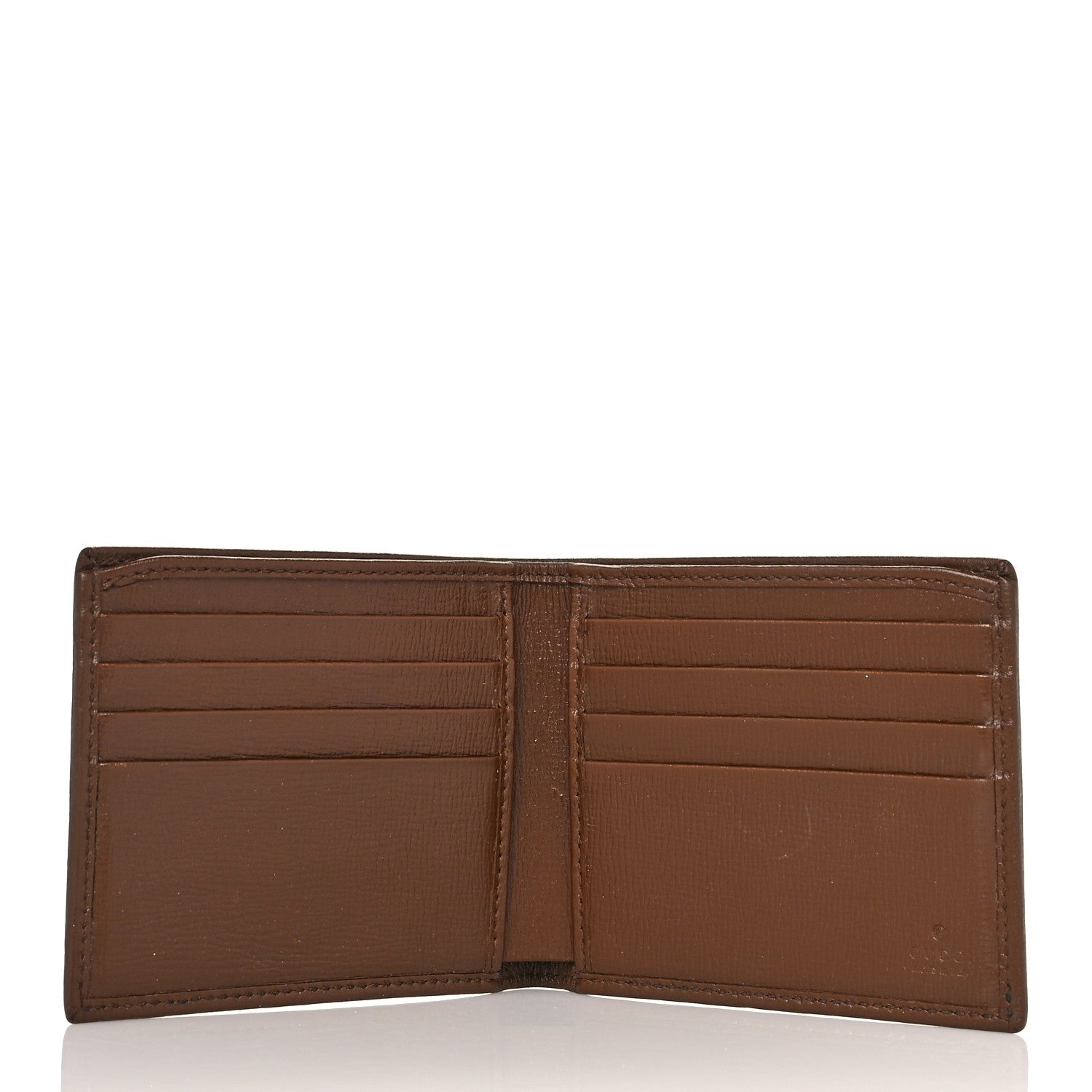 Gucci GG Supreme Monogram Azalea Calfskin Fake/Not Bi-Fold Wallet Beige Ebony Brown Sugar 5 of 10