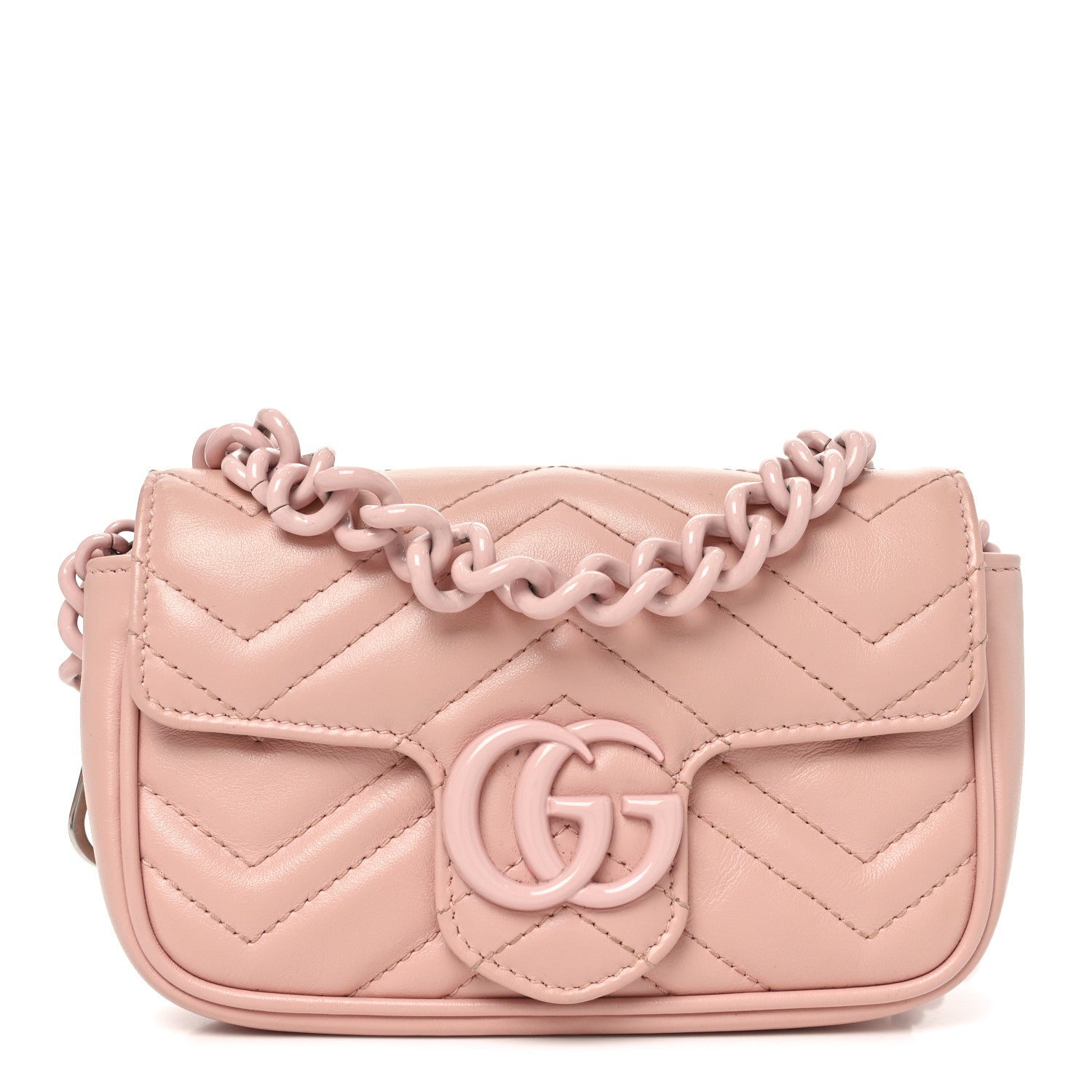 Gucci Calfskin Matelasse Monochrome GG Marmont Chain Belt Bag Perfect Pink 1 of 10