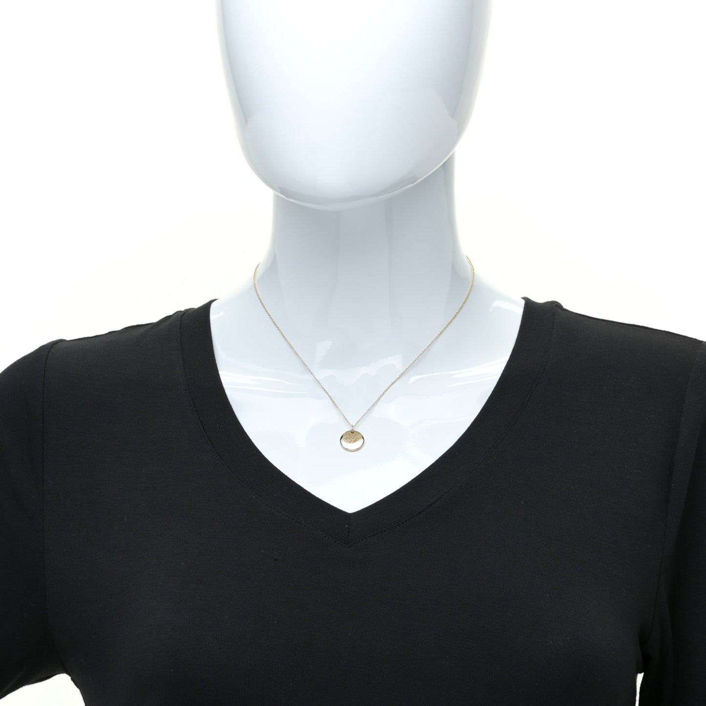 18K Yellow Gold Notes Letter N Disc Pendant Necklace