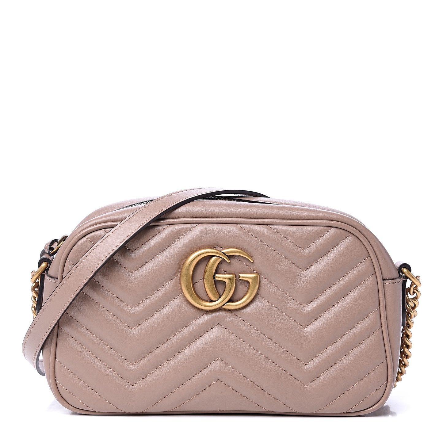 Calfskin Matelasse Small GG Marmont Chain Shoulder Bag Porcelain Rose