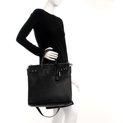 Saint Laurent Grained Calfskin Sac De Jour Souple North South Tote Black 3 of 8