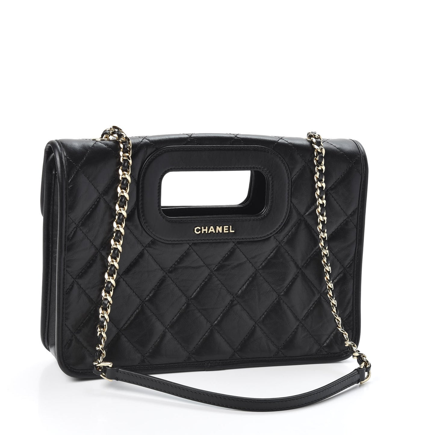 Aged Calfskin Charms Flap Bag Black
