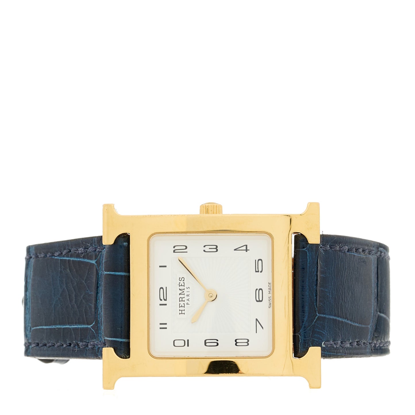 Stainless Steel Alligator 26mm Heure H Hour Quartz Watch Bleu Roi