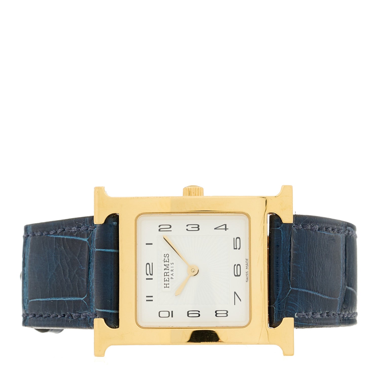 Hermes Stainless Steel Alligator 26mm Heure H Hour Quartz Watch Bleu Roi 2 of 4