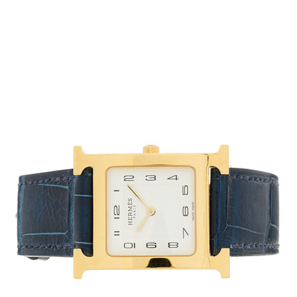 Hermes Stainless Steel Alligator 26mm Heure H Hour Quartz Watch Bleu Roi 2 of 4