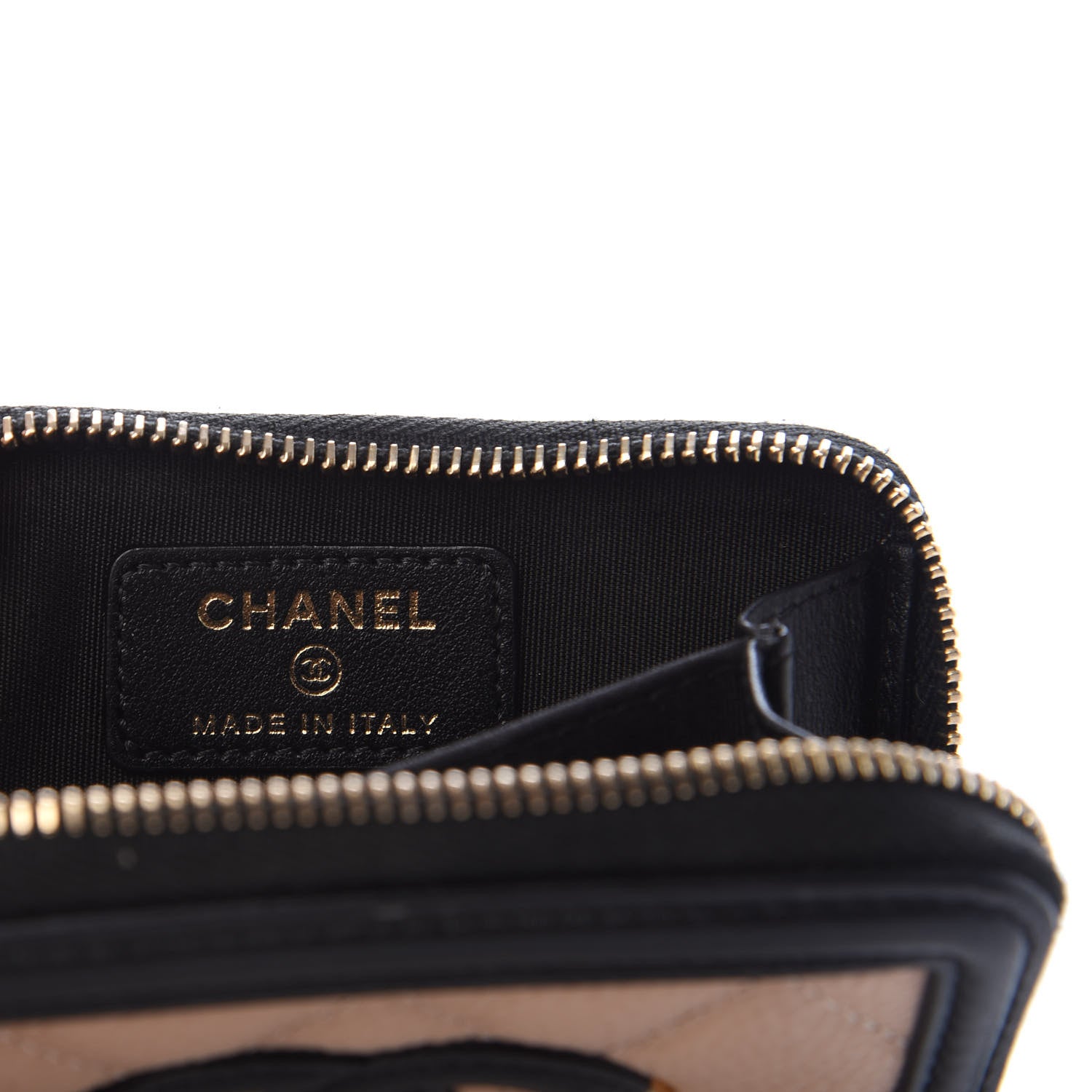 Chanel Caviar Quilted Filigree Coin Purse Beige Black 6 of 9