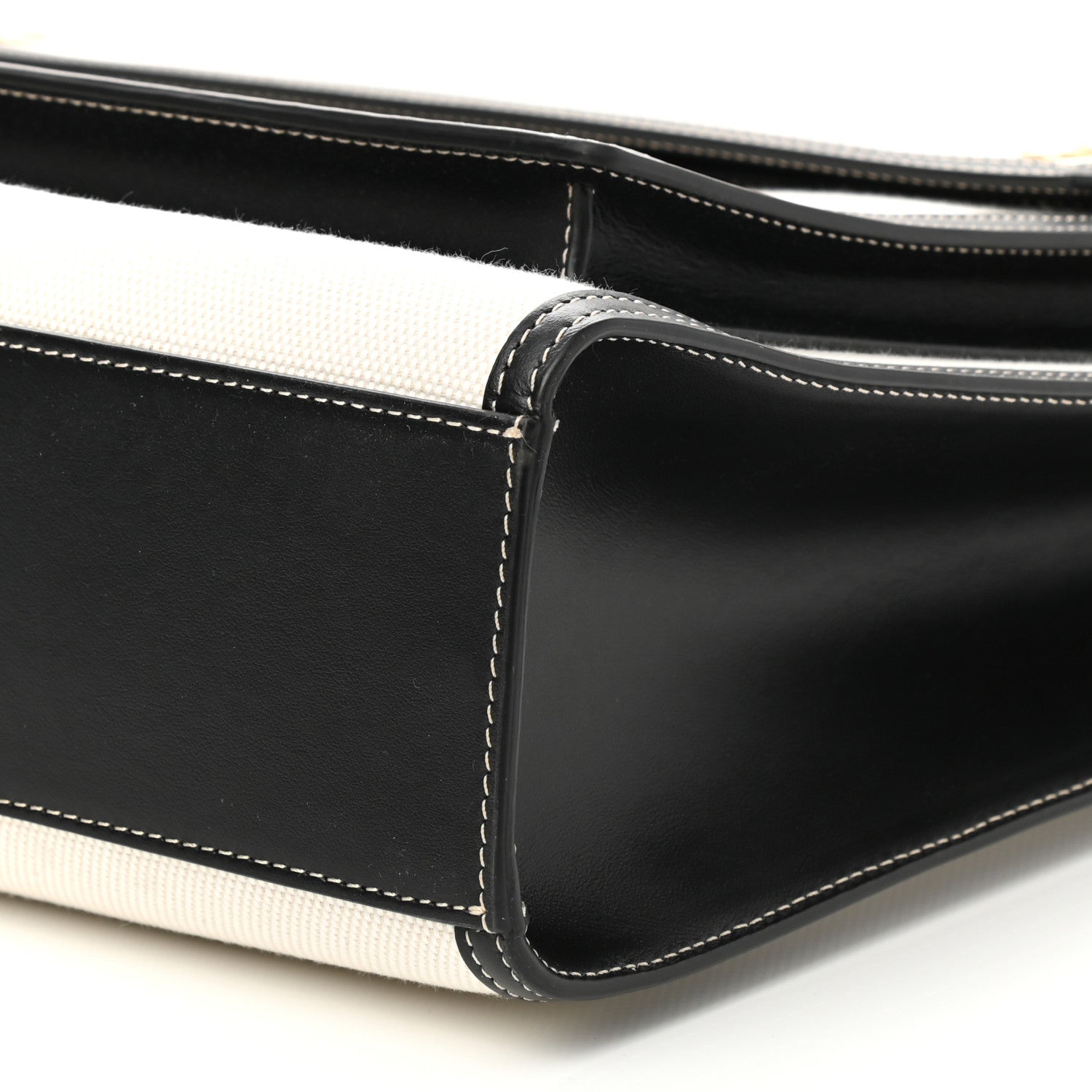 Burberry Canvas Smooth Calfskin Two Tone Medium Pocket Bag Natural Black 10 of 10