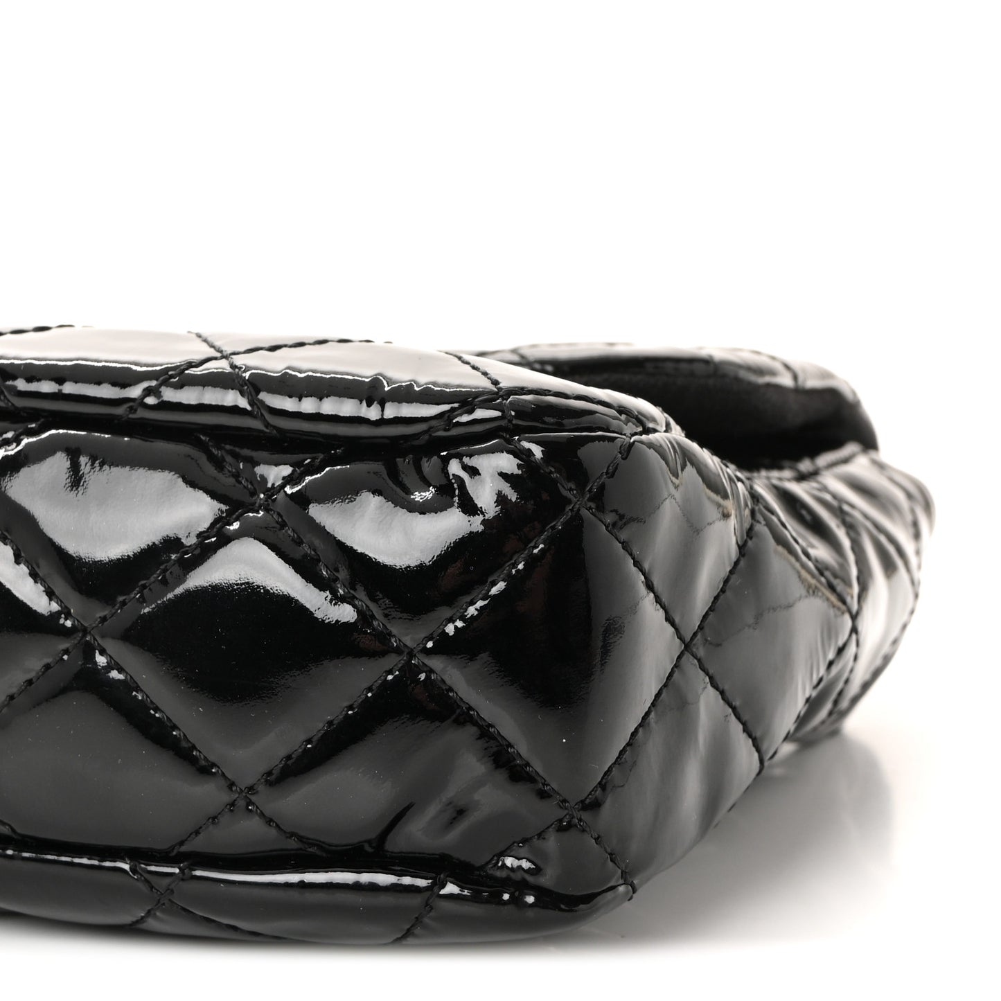 Patent Quilted Medium Single Flap Black